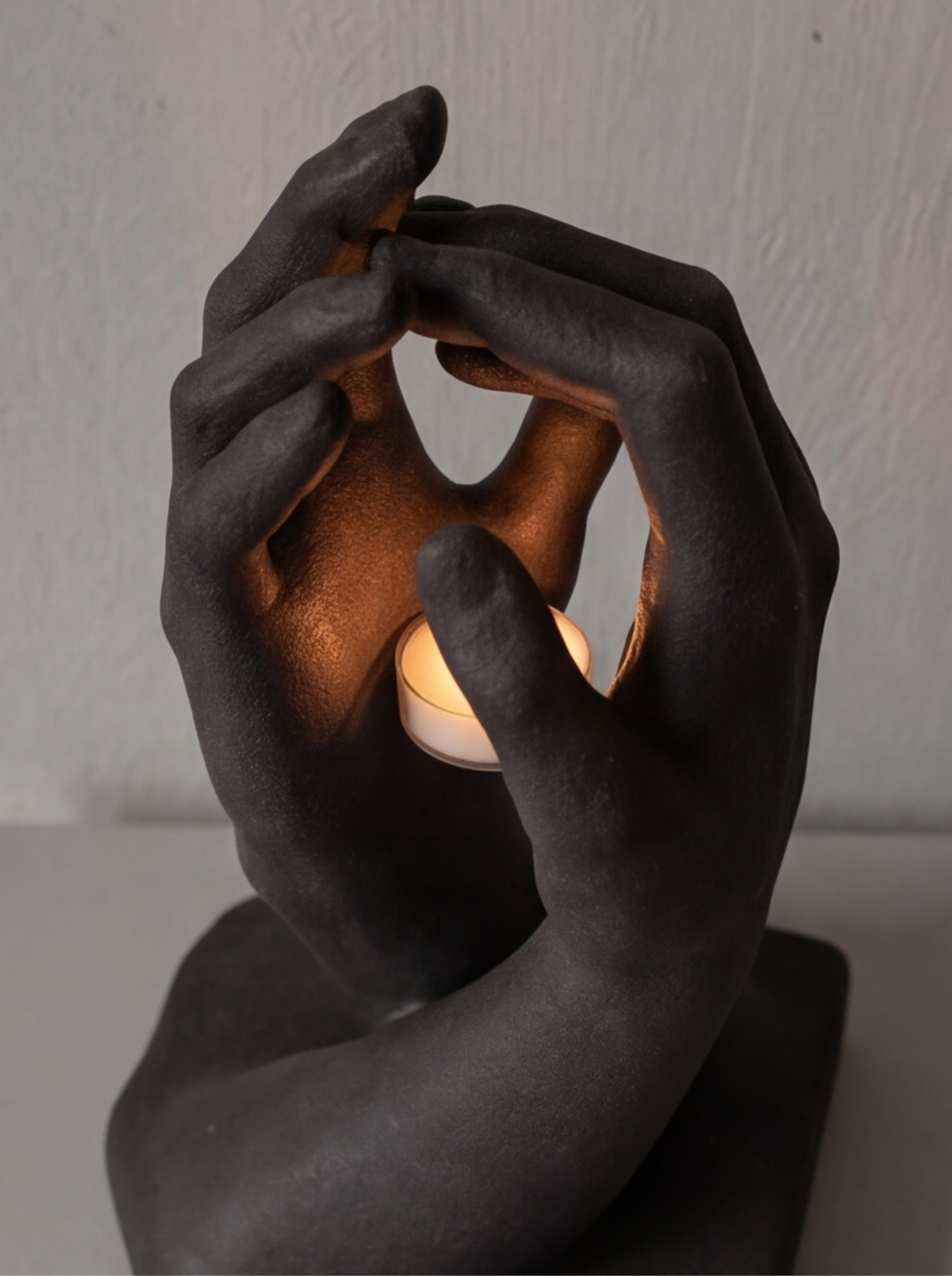Clasped Hands Candle Holder